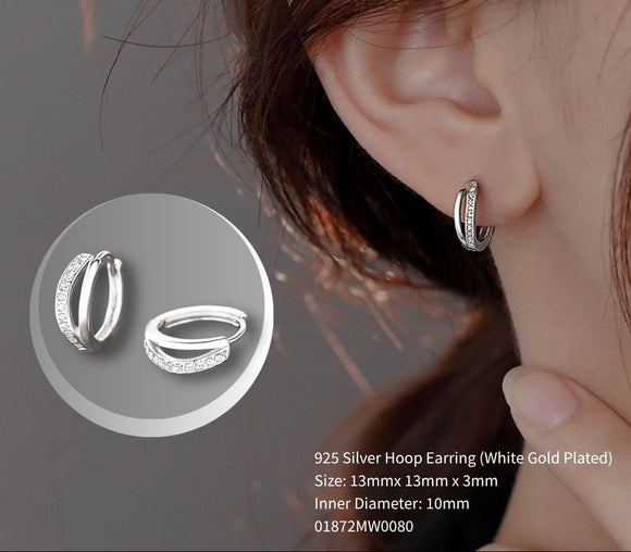 Shining Stone Hoops Huggie Earrings