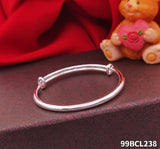 999 Silver Plain Smooth Rounded Baby Bangle