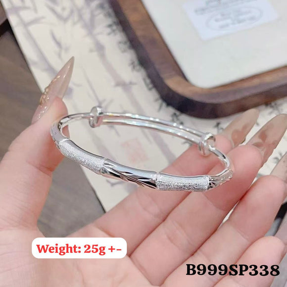 S999 Silver Bamboo Adjustable Bangle