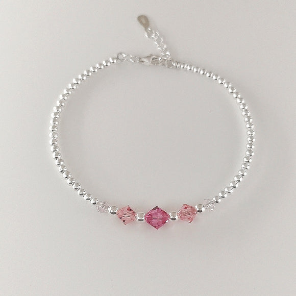 Pink Crystal Beads Bangle