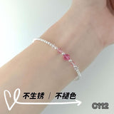 Pink Crystal Beads Bangle