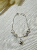 Silver Beads and Heart Dual Bracelet