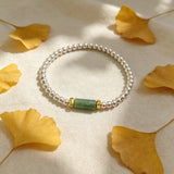 Natural Jade 18K Gold Plated Beads Bracelet