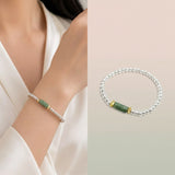 Natural Jade 18K Gold Plated Beads Bracelet