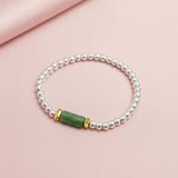 Natural Jade 18K Gold Plated Beads Bracelet