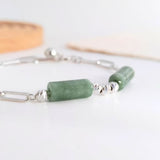 Abacus with Natural Jade 925 Silver Bracelet
