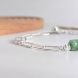 Abacus with Natural Jade 925 Silver Bracelet