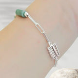 Abacus with Natural Jade 925 Silver Bracelet