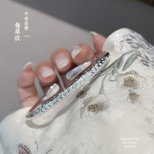 S999 Plain Adjustable Bangle 光面卷草纹平安喜乐手镯