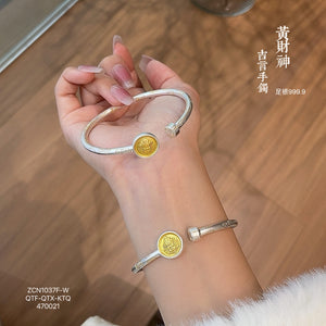 S999 Wealth Silver Open Bangle