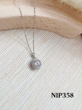 NIP358 White Gold Plated Necklace Set 太阳钻吊坠项链