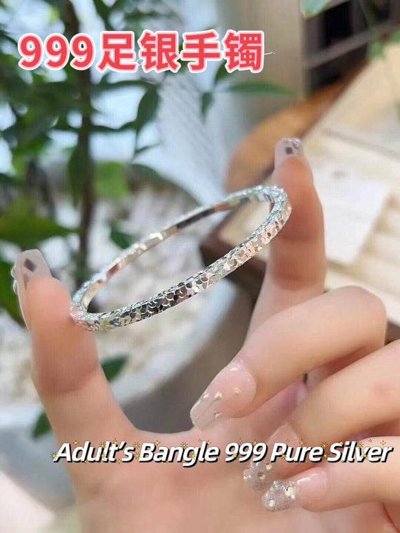 999 Fine Silver Ice-Cut Triple-Face Bangle