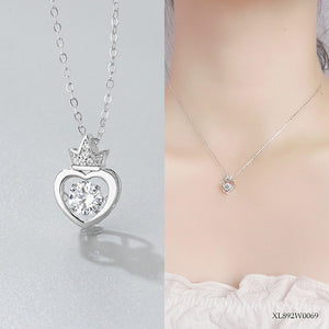 Crown Heart-Shaped Diamond Necklace Set