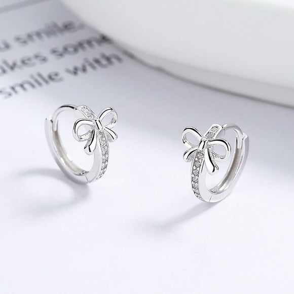 Ribbon Huggies Hoop Earrings