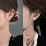 S999 Silver White Gold Plated Natural Pearl Stud Earrings