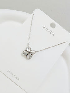 Plain&Diamond Four-Leaf Clover Necklace Set