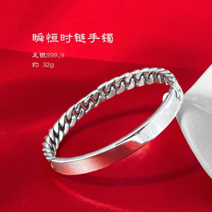 S999 Curb Chain Plate Open Bangle光面编织手镯