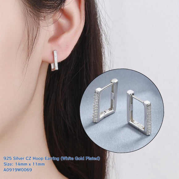 Square Diamonte Huggies Hoop Earrings
