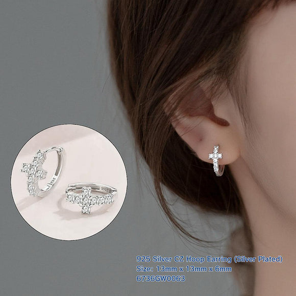 Cross Huggies Hoop Earrings