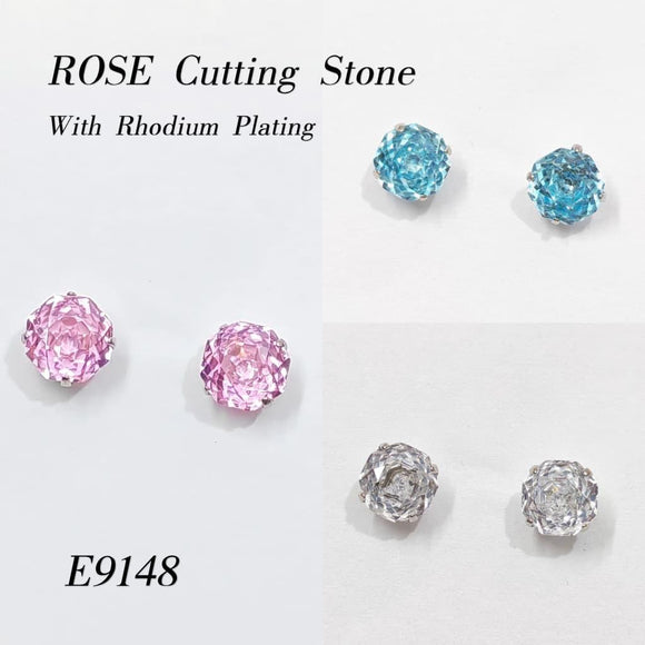 Rose Cutting Stone Stud Earrings