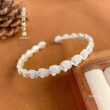 S999 Pure Silver Rose Bloom Open Bangle