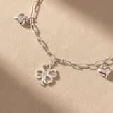 Luna Heart & Clover Charms Bracelet