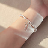 990 Silver Beaded Ribbon Bracelet