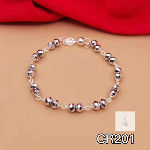 CR201 Black Crystal Bracelet 黑色水晶纯银手链