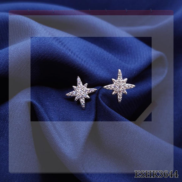 Silver Sparkling Star Stud Earrings ESHK3644