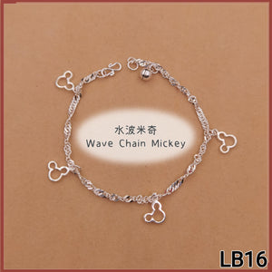 925 Silver Mickey Wave Chain Bracelet LB16