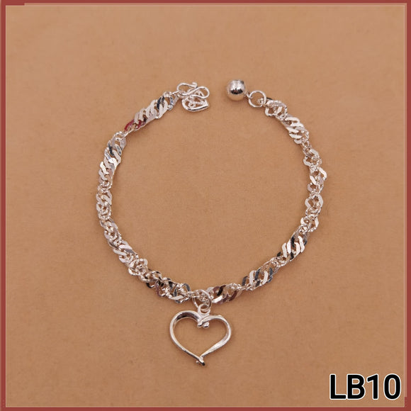 925 Silver Wave Chain Heart Shape Pendant LB10