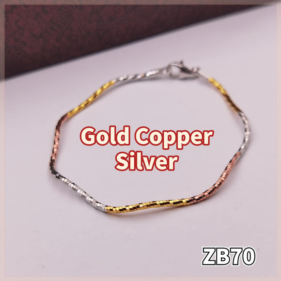 S925 Silver Gold Copper Wave Bangle ZB70