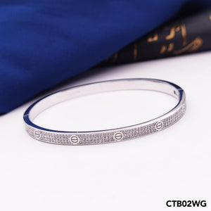 White Gold Plated Pure 925 Silver Bangle CTB02WG