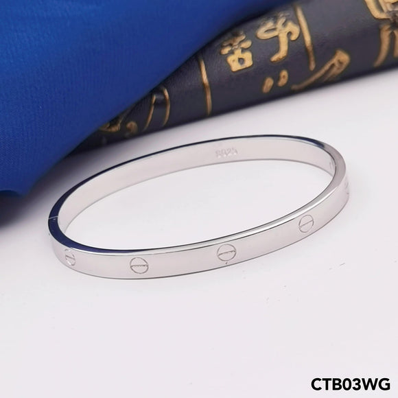 White Gold Plated Pure 925 Silver Bangle CTB03WG