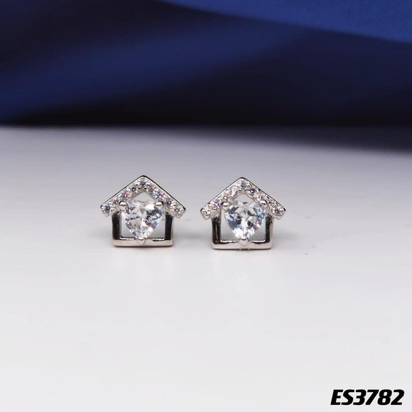 S925 Silver Diamond Stud Earrings ES3782 纯银钻耳钉