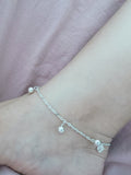 S925 Pure Silver Polo Round Bells Anklet