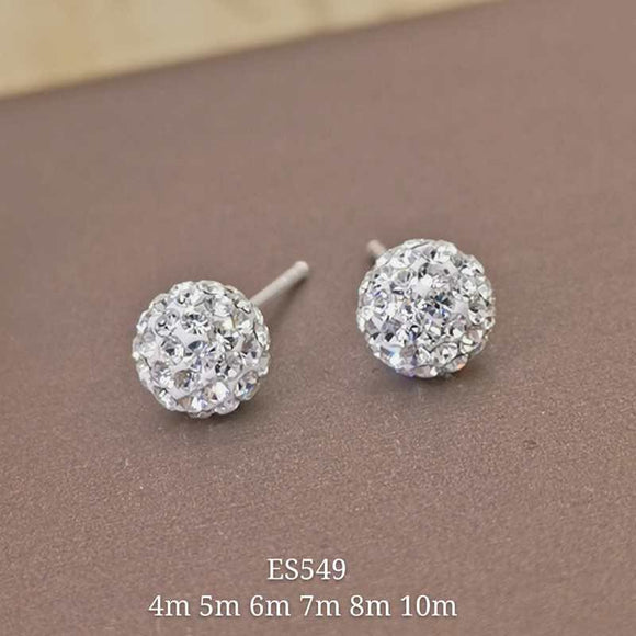 Silver Sparkling Stud Earrings ES549