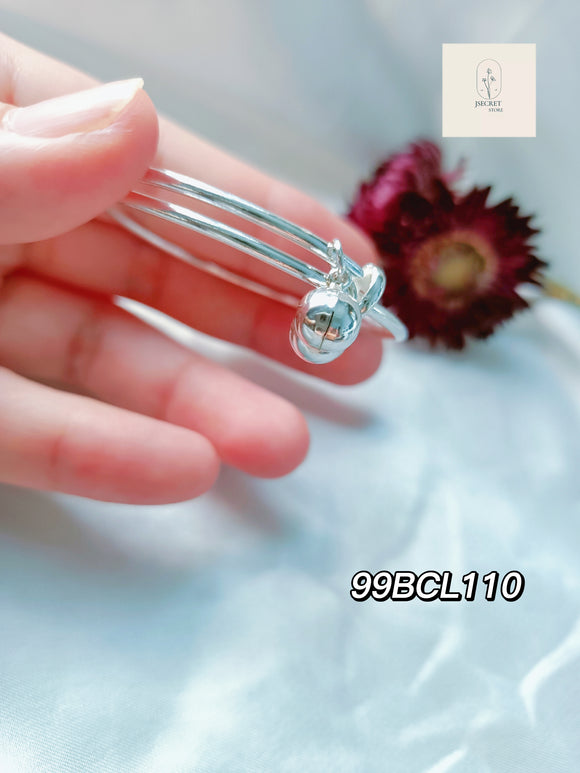 999 Silver Rounded Plain Baby Bangle 99BCL110