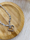 925 Silver Wave Chain Heart Shape Pendant LB10